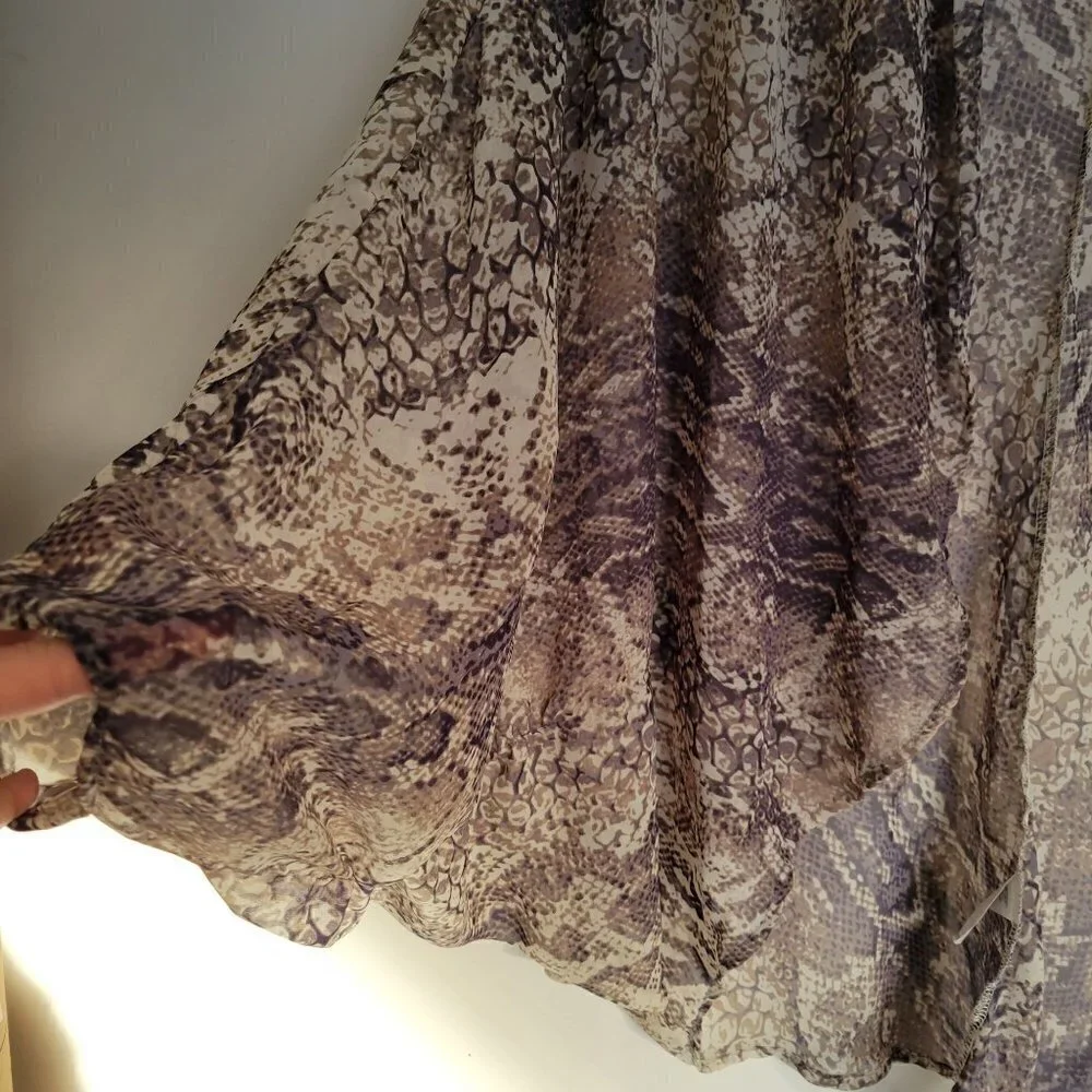 The Langford Line Reptile Snake Animal Print Sheer Open Front Shawl Cardigan Sm